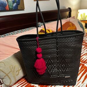Velarosa Large Black Woven Tote